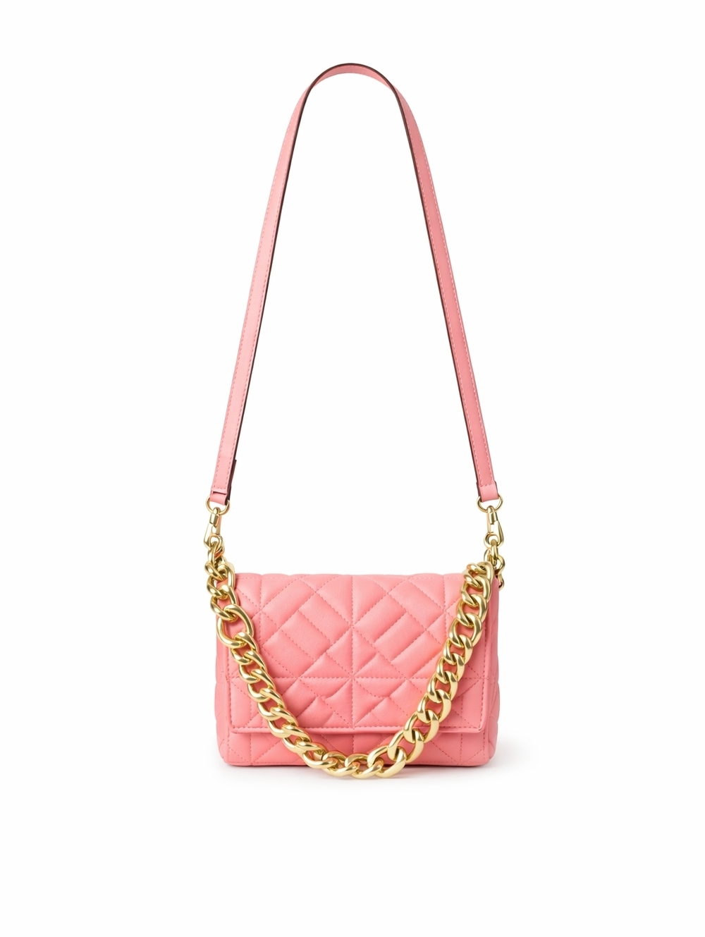 Zara Pink Quilted Chain Shoulder Crossbody Bag